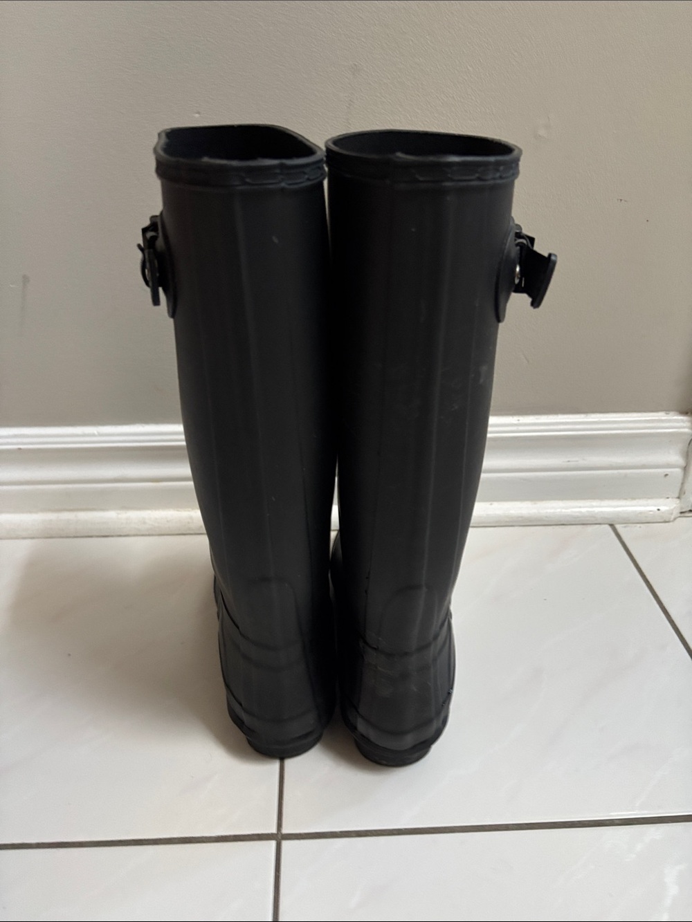 Hunter Black Tall Rubber Rain Boots with Buckle - Picture 5 of 5